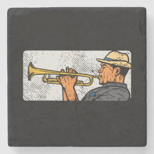 Trumpet Player Retro Trumpet Jazzmusik Steinuntersetzer