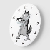 Trumpet Player (Trumpeter) Cat, Louis Wain Große Wanduhr (Winkel)