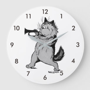 Trumpet Player (Trumpeter) Cat, Louis Wain Große Wanduhr