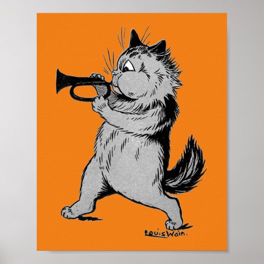 Trumpet Player (Trumpeter) Cat, Louis Wain Poster (Vorne)