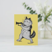Trumpet Player (Trumpeter) Cat, Louis Wain Postkarte (Stehend Vorderseite)