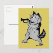 Trumpet Player (Trumpeter) Cat, Louis Wain Postkarte (Vorne/Hinten)