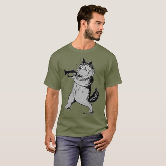 Trumpet Player (Trumpeter) Cat, Louis Wain T-Shirt (Vorne ganz)