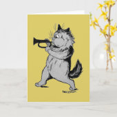 Trumpet Player (Trumpeter) Katze, Louis Wain Karte (Gelbe Blume)