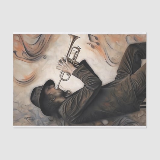 Trumpet Player with Abstract Motion Decoupage Seidenpapier (Vorderseite)