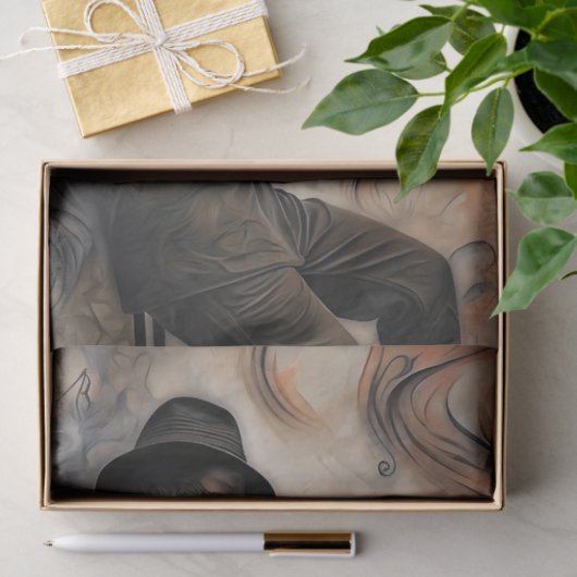 Trumpet Player with Abstract Motion Decoupage Seidenpapier (Geschenk)