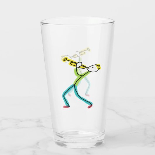 Trumpet Playing Stickman Glas (Rückseite)