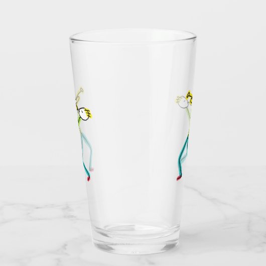Trumpet Playing Stickman Glas (Rechts)