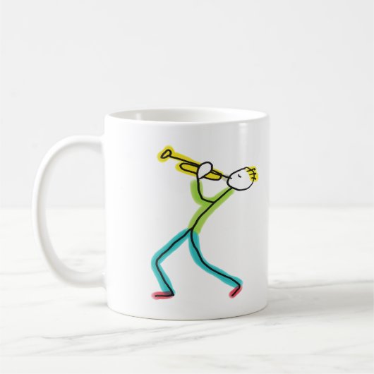 Trumpet Playing Stickman Kaffeetasse (Links)