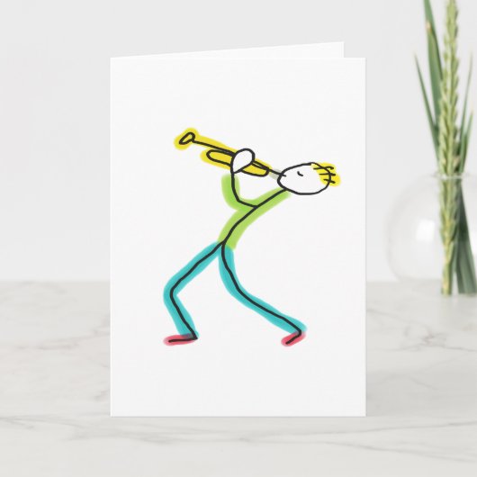 Trumpet Playing Stickman Karte (Vorderseite)