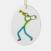 Trumpet Playing Stickman Keramik Ornament (Rechts)