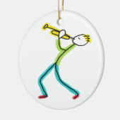 Trumpet Playing Stickman Keramik Ornament (Links)