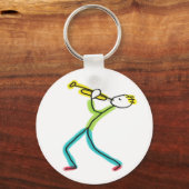 Trumpet Playing Stickman Schlüsselanhänger (Vorderseite)