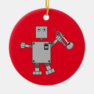 Trumpet Robot Keramik Ornament