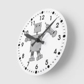 Trumpet Robot Runde Wanduhr (Winkel)