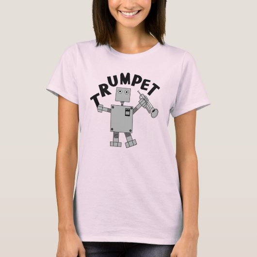 Trumpet Robot Text T-Shirt (Vorderseite)