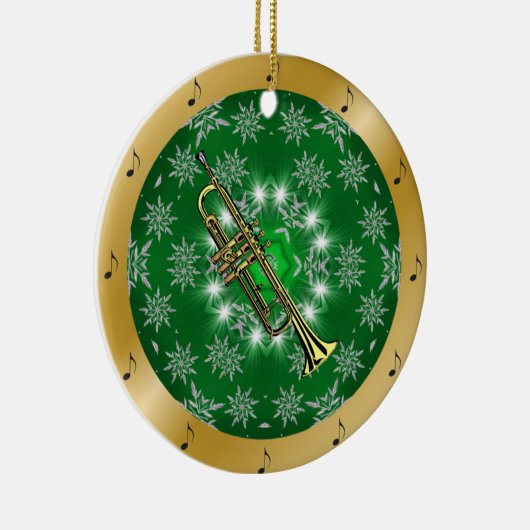 Trumpet ~ Silver ~ Green ~ Gold ~ Weihnachten ~ Keramik Ornament (Rechts)