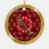 Trumpet ~ Silver ~ Red~ Gold ~ Weihnachten ~ Keramik Ornament (Vorne)