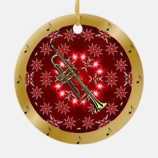 Trumpet ~ Silver ~ Red~ Gold ~ Weihnachten ~ Keramik Ornament (Hinten)
