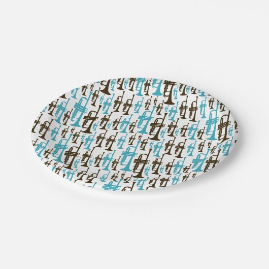 Trumpet Themed Pappteller (Schrägansicht)