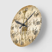 Trumpet Time_ Runde Wanduhr (Winkel)