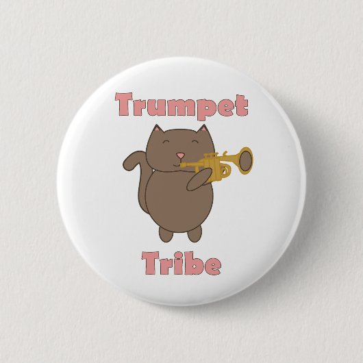 Trumpet Tribe Cat Funny Pink Button (Vorderseite)