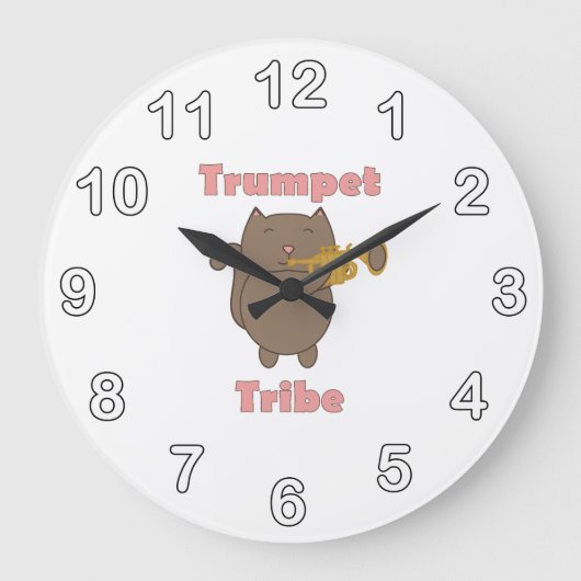 Trumpet Tribe Cat Pink Letters Große Wanduhr (Vorderseite)