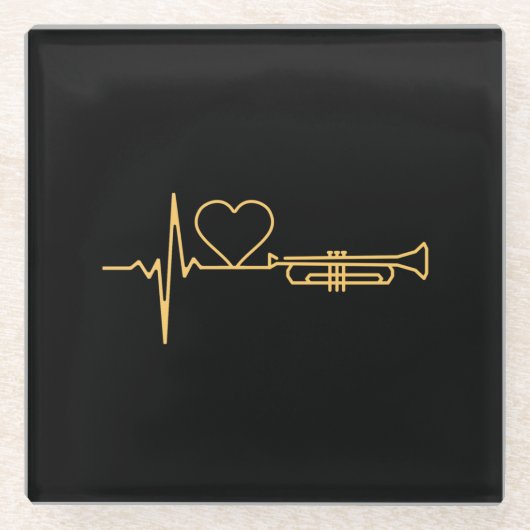 Trumpet - Trumpet-Herzschlaggeschenk Glasuntersetzer (Vorderseite)