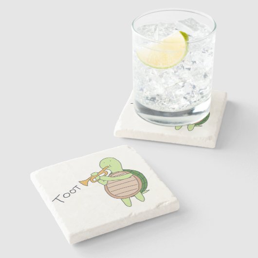 Trumpet Turtle Coster Steinuntersetzer (Seitenansicht)