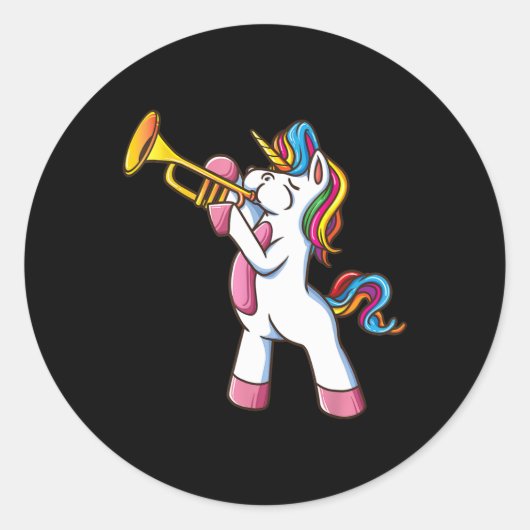 Trumpet Unicorn Marching Band And Jazz Player Gift Runder Aufkleber (Vorderseite)