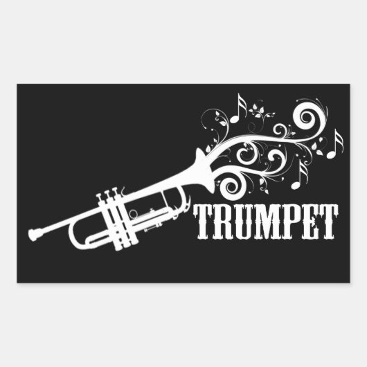 Trumpet Vector mit Wirbel Rechteckiger Aufkleber (Vorderseite)