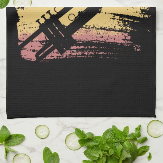 Trumpet Vintag Geschirrtuch (Gefaltet)