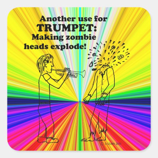 Trumpet Zombie Explode Square Sticker (Vorderseite)