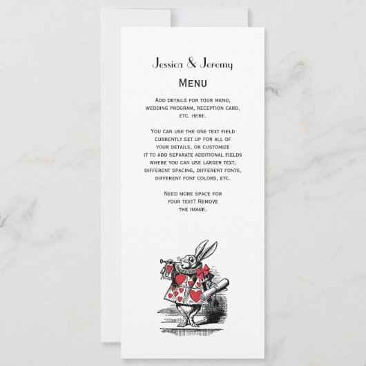 Trumpeter-Alice im Wunderland Einladung (Rückseite)