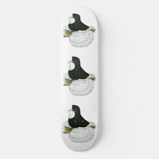 Trumpeter Pigeon Black Baldhead Skateboard (Vorderseite)