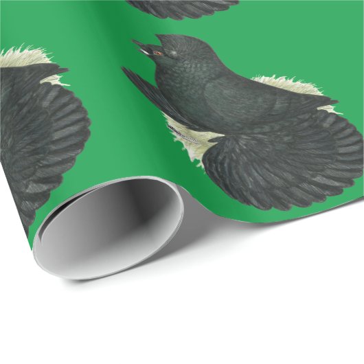 Trumpeter Pigeon Black Geschenkpapier (Rolleneckpunkt)