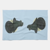 Trumpeter Pigeon Black Handtuch (Horizontal)