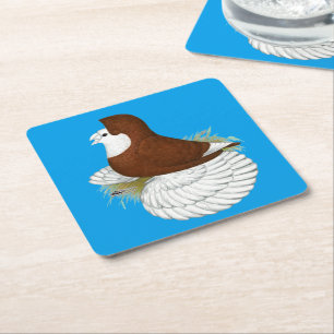 Trumpeter Pigeon Red Baldhead Rechteckiger Pappuntersetzer