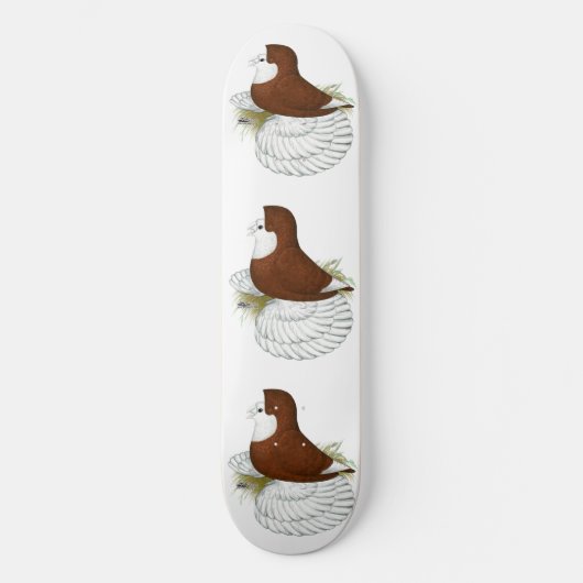 Trumpeter Pigeon Red Baldhead Skateboard (Vorderseite)