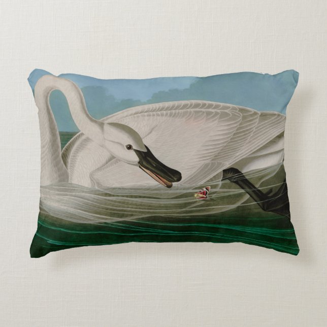 Trumpeter Swan Birds of America Audubon Print Dekokissen (Vorderseite)