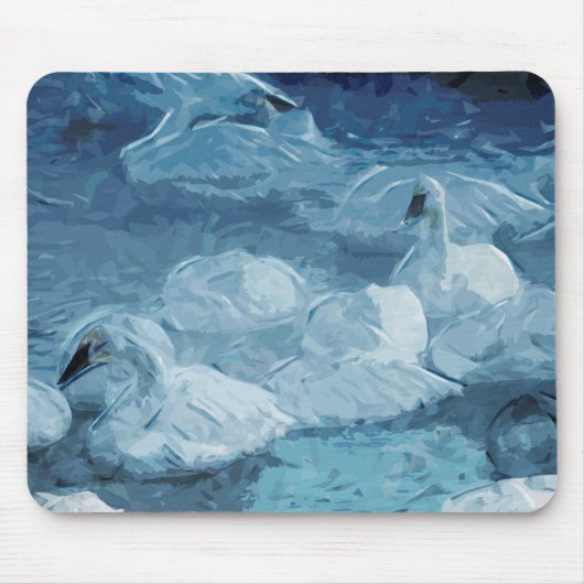Trumpeter Swans im Winter Abstrakter Impressionism Mousepad (Vorne)