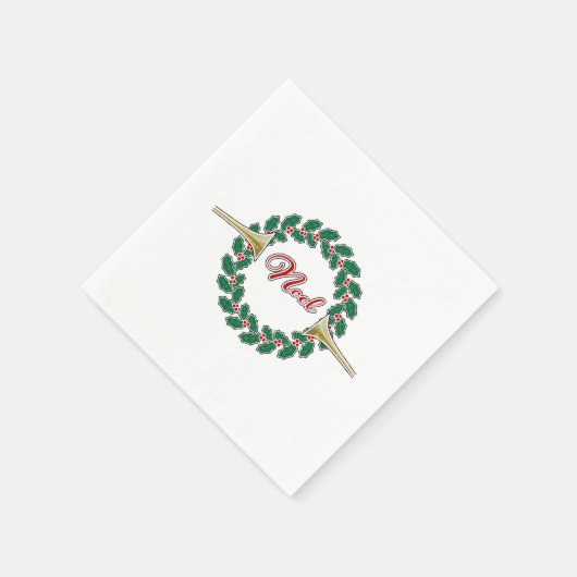 Trumpets verkünden Weihnachten: Frohe Weihnachtsfe Serviette (Ecke)