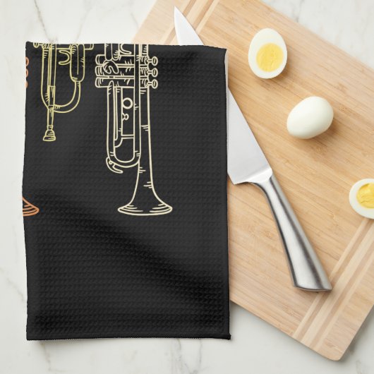 Trumpets Vintag Geschirrtuch (Viertel Falte)