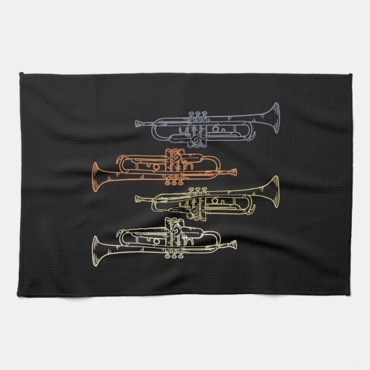 Trumpets Vintag Geschirrtuch (Horizontal)