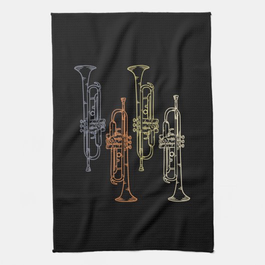 Trumpets Vintag Geschirrtuch (Vertikal)