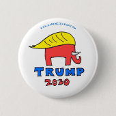 Trumpf-Elefant mit Haarknopf Button (Vorderseite)
