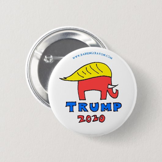 Trumpf-Elefant mit Haarknopf Button (Vorne & Hinten)