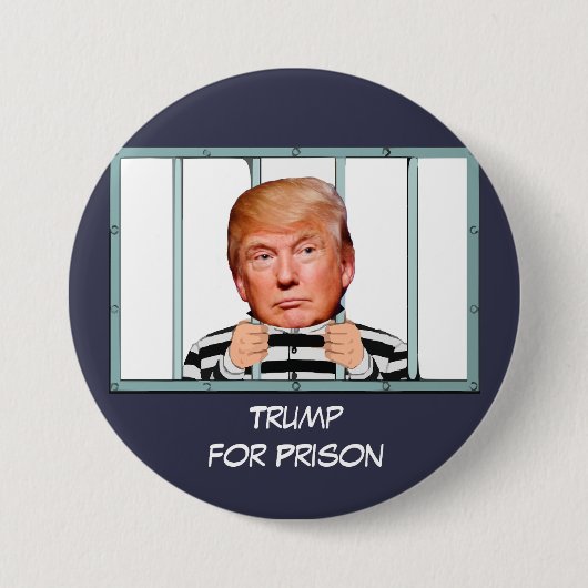 "Trumpf für Gefängnis" mit Trumpf hinter Gittern Button (Vorderseite)