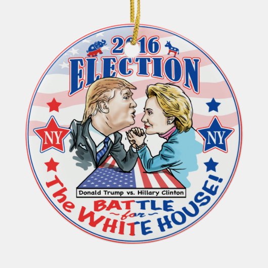 Trumpf gegen Hillary 2016 Keramikornament (Vorne)