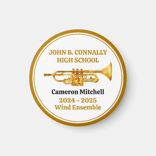 Trumpf Player High School Band Gold Personalisiert Magnet (Vorne)